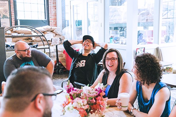 A group of friends around a table